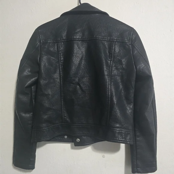 Topshop Black Leather Biker Jacket - Picture 7 of 11